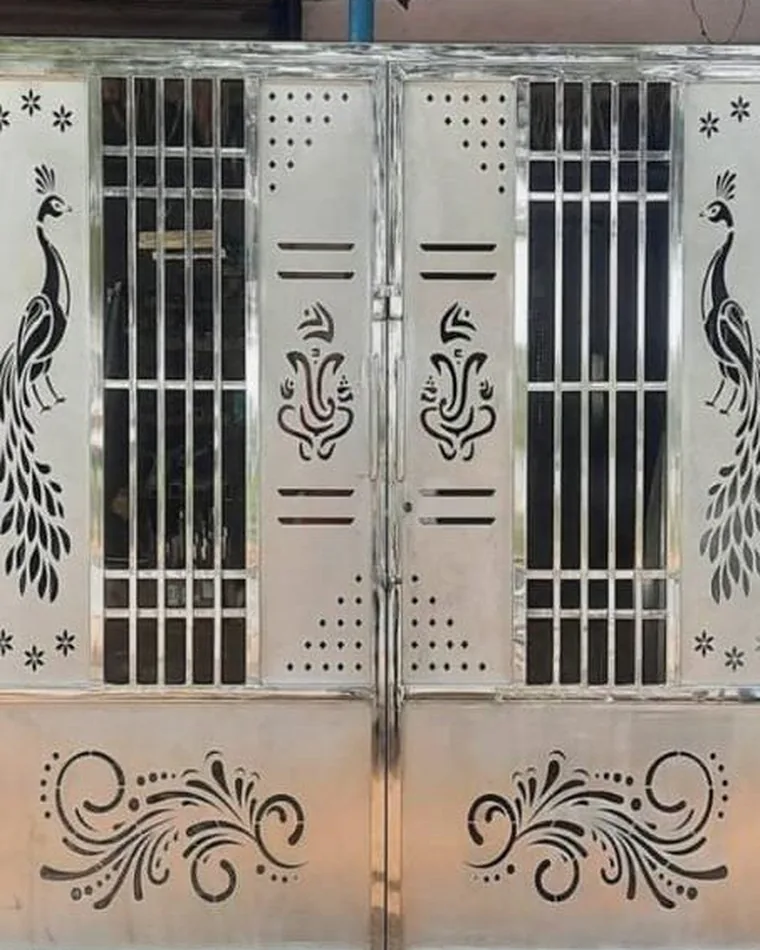 Peacock Relief Double Door — Safety Doors fabricated in Lucknow