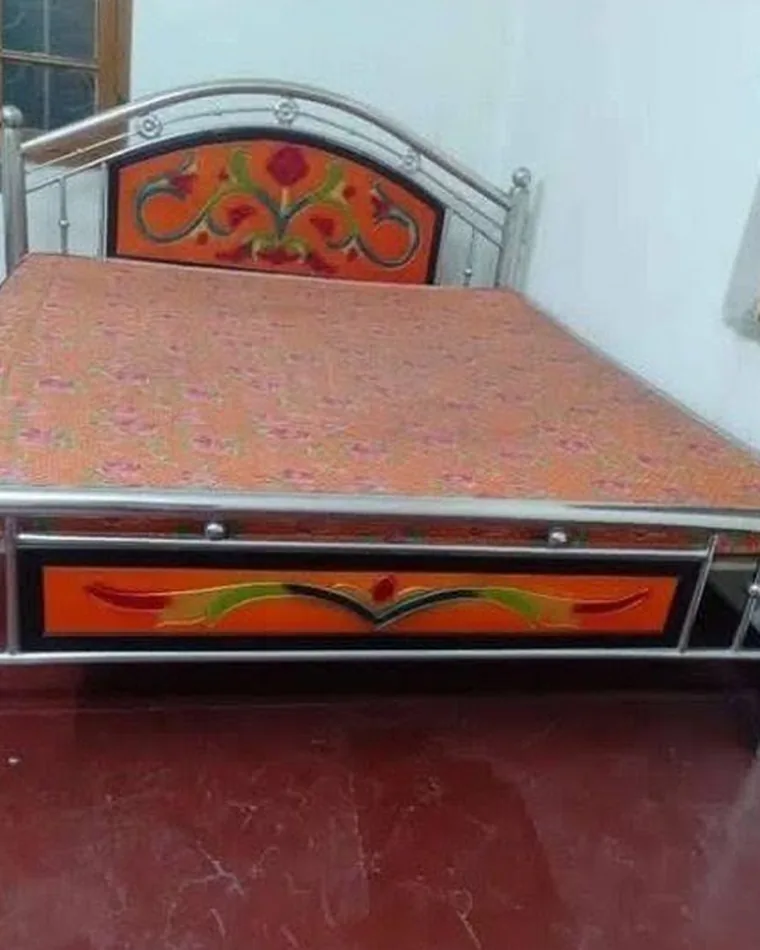 Painted Panel Steel Bed — Steel Furniture fabricated in Lucknow
