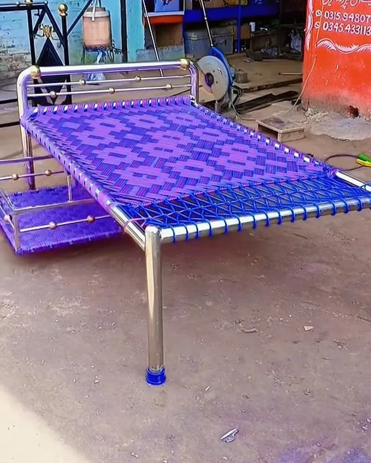 Woven Steel Cot — Steel Furniture fabricated in Lucknow