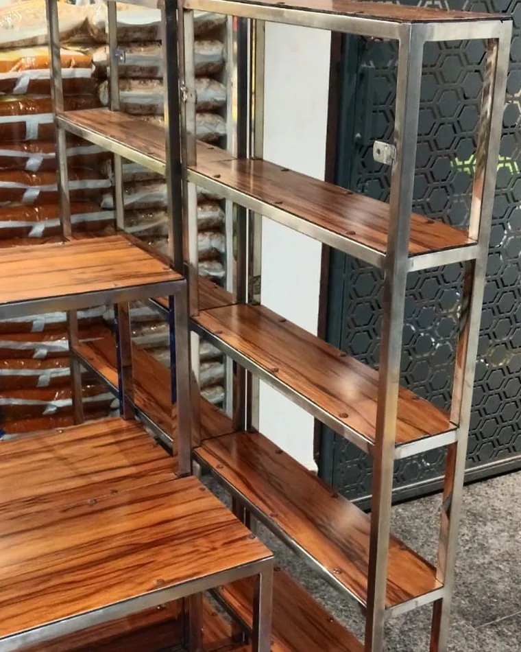 Steel & Timber Display Rack — Steel Furniture fabricated in Lucknow