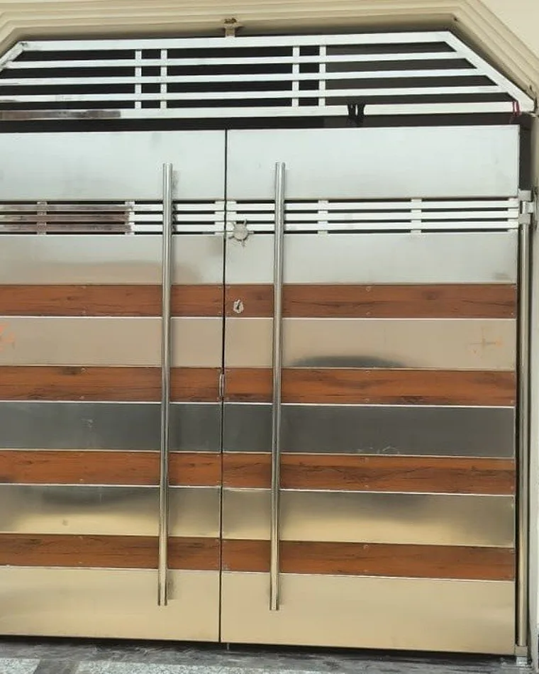 Timber Banded Main Gate — Main Gates fabricated in Lucknow