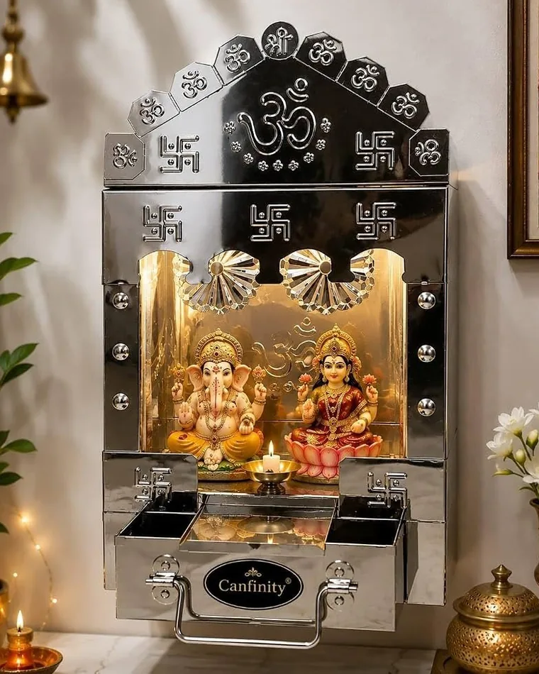 Illuminated Home Mandir — Mandir Units fabricated in Lucknow