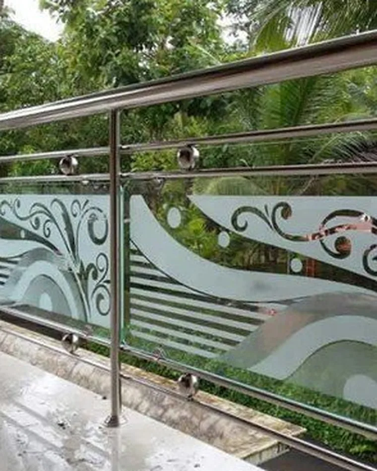 Etched Glass Terrace Railing — Railings & Balustrades fabricated in Lucknow