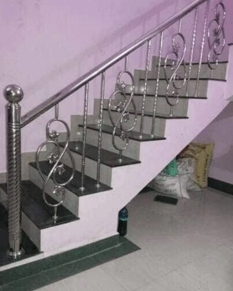 Scroll Panel Stair Railing — Railings & Balustrades fabricated in Lucknow