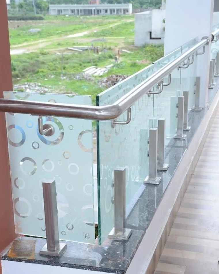 Frosted Glass Balcony Railing — Railings & Balustrades fabricated in Lucknow
