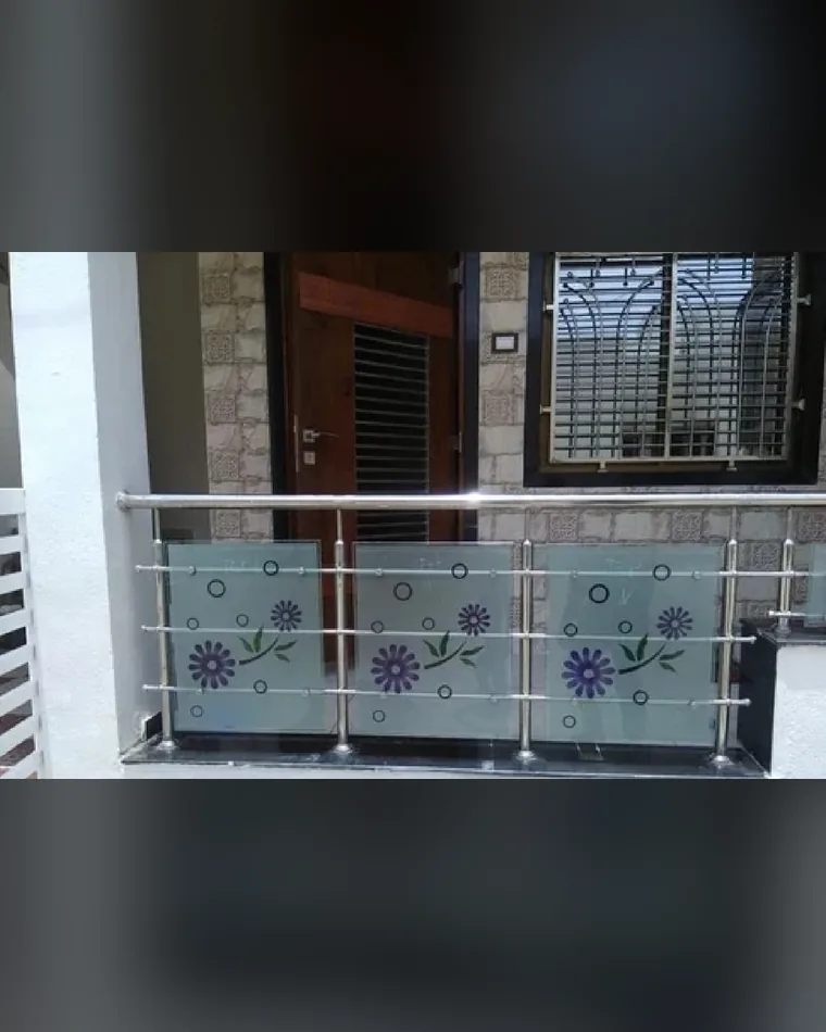 Floral Glass Balcony Railing — Railings & Balustrades fabricated in Lucknow