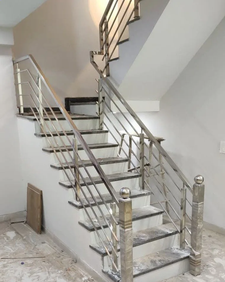 Newel Post Stair Railing — Railings & Balustrades fabricated in Lucknow